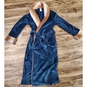 Secret Treasures Women's Large 12-14 Ultra Plush Soft Bathrobe Green Tan Pockets